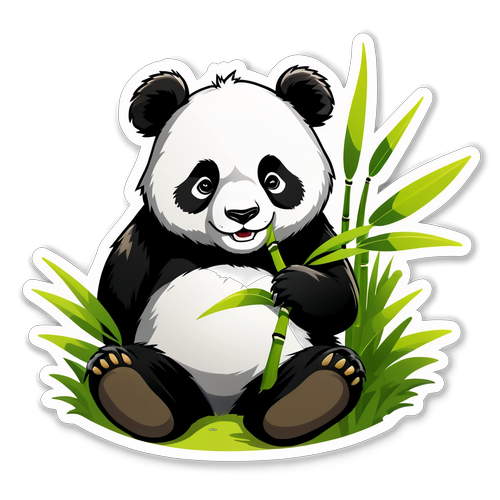 悠閒在竹林中的熊貓