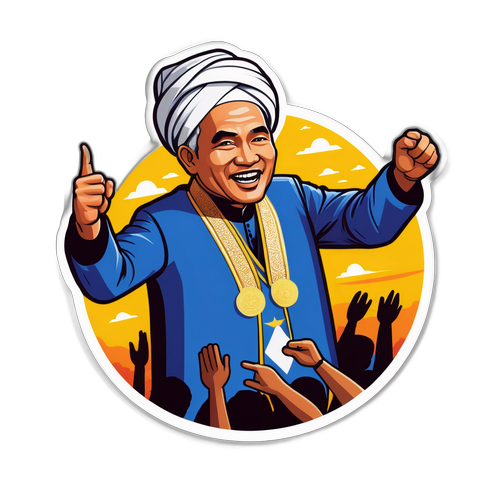 Sticker Ilustrasi Awang Hashim Memimpin Crowd