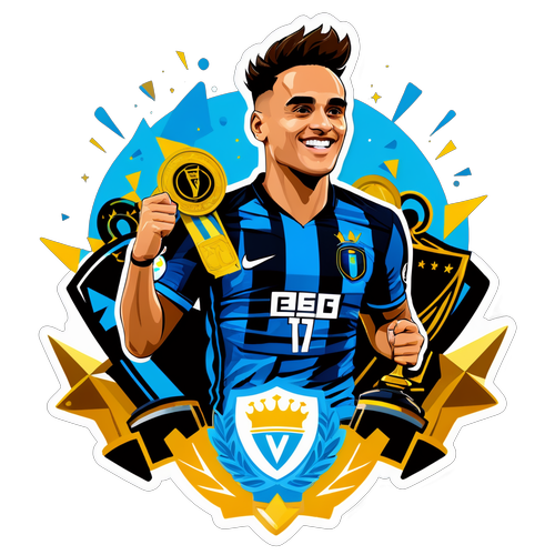 Autocollant de Lautaro Martinez entouré de trophées