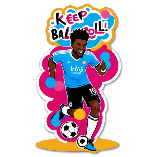 Daniel Amartey'ın Renkli Duvar Önünde Topu Havada Tutma Anı: Eğlence Dolu Bir Sticker!