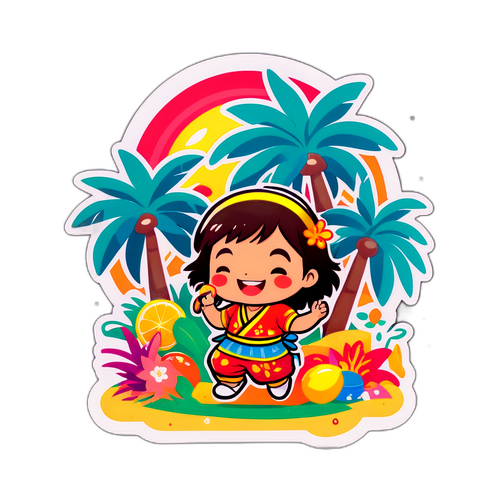 カブタンが夏祭りを楽しむカラフルなイラスト