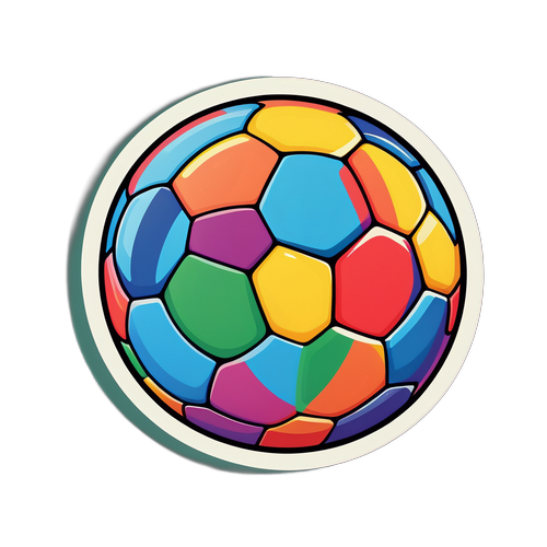 화려한 색상의 축구공 스티커