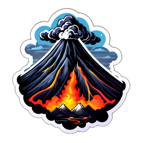 Sticker ng Bulkang Mayon na May Aktibidad