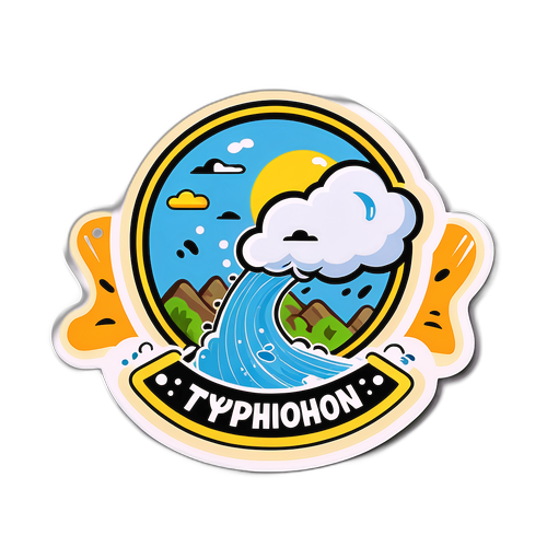 颱風來襲的幽默卡通主題貼紙