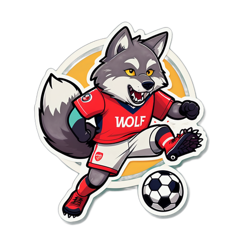 Wolf na May Arsenal Jersey na Kicking ng Bola