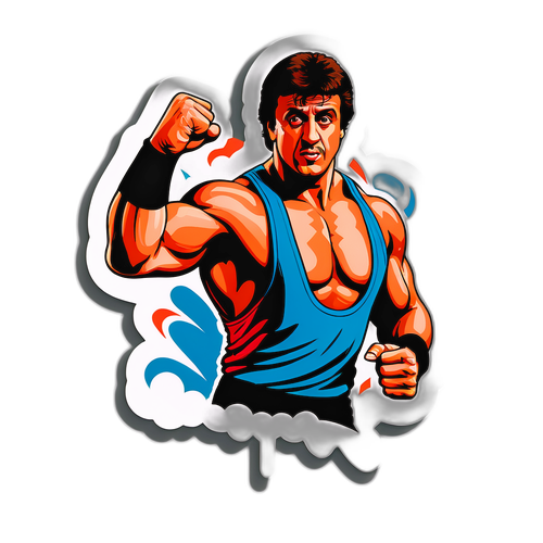 Retro stílusú öntapadó matrica Sylvester Stallone-nal
