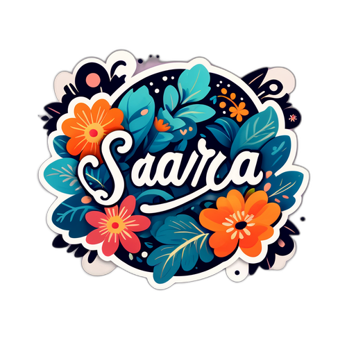 Modern ve Çiçek Motifli Sara Sticker'ı