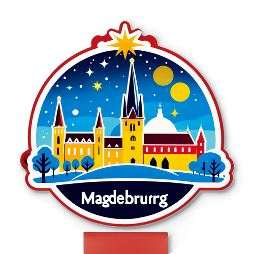 Skyline von Magdeburg mit dem Weihnachtsmarkt