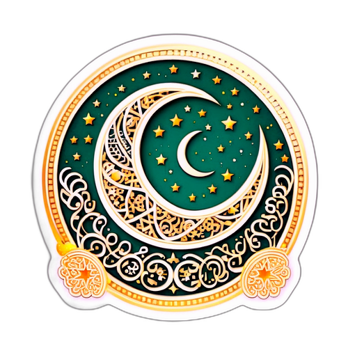 Elegant Eid Mubarak klistremerke med måne og stjerner