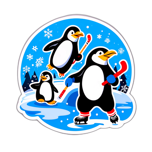 Playful Penguins vs Wild Sticker