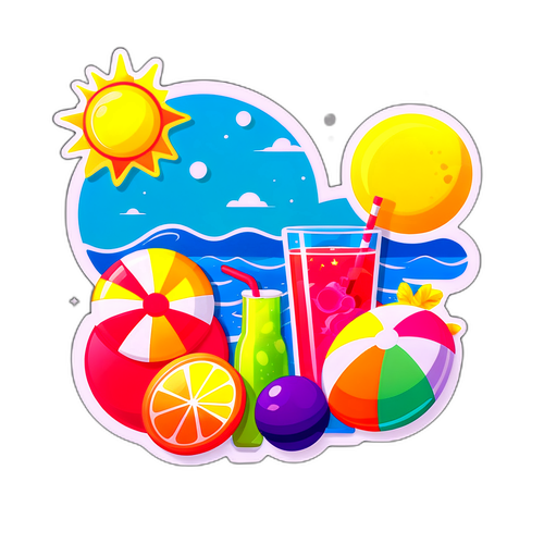 Sticker colorat de vară pentru luna august