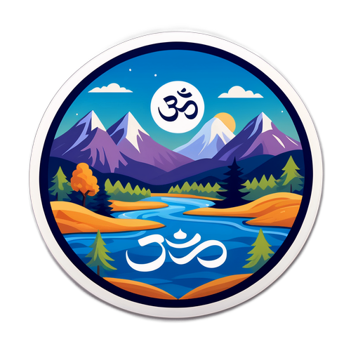 Rustgevende OM Sticker met Landschap