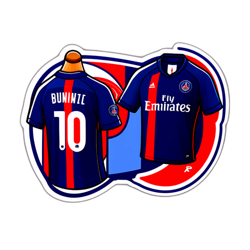 Sticker PSG với áo đấu huyền thoại tại bữa tiệc bóng đá