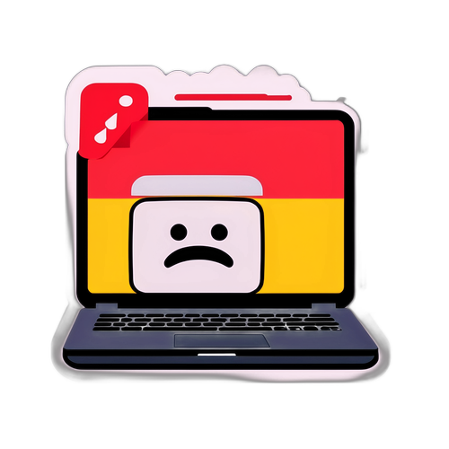 Laptop cu mesaj de eroare, simbolizând că YouTube este căzut