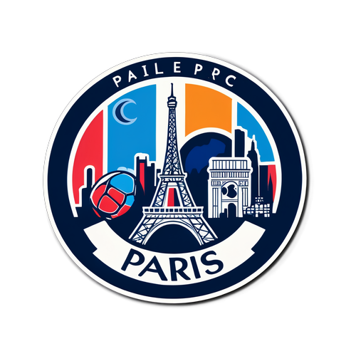 Stiker Skyline Paris dengan Logo PSG