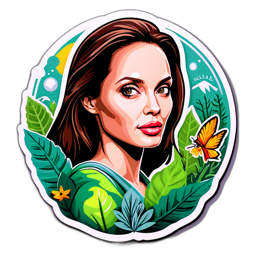 Autocollant artistique d'Angelina Jolie et la nature