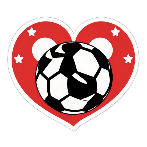 สติ๊กเกอร์รักฟุตบอลในรูปหัวใจ