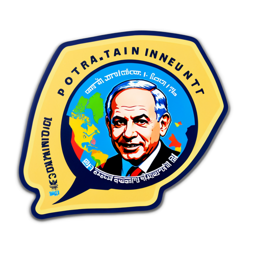 Netanyahu'nun Siyasi Kariyerini Yansıtan Sticker