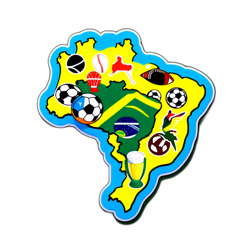 Adesivo do Mapa do Brasil com Esportes
