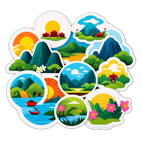 Những chiếc sticker mang chủ đề mùa xuân với phong cảnh văn hóa phong phú ở Việt Nam