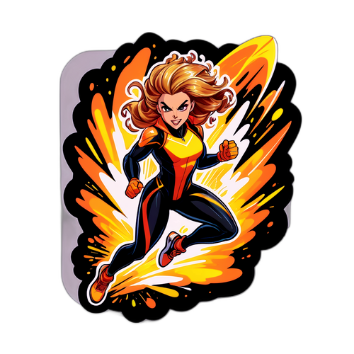 Ένας ενεργητικός σχεδιασμός της Άμπερ Γκλεν σε δράση με ριπές φωτός που δείχνουν ταχύτητα