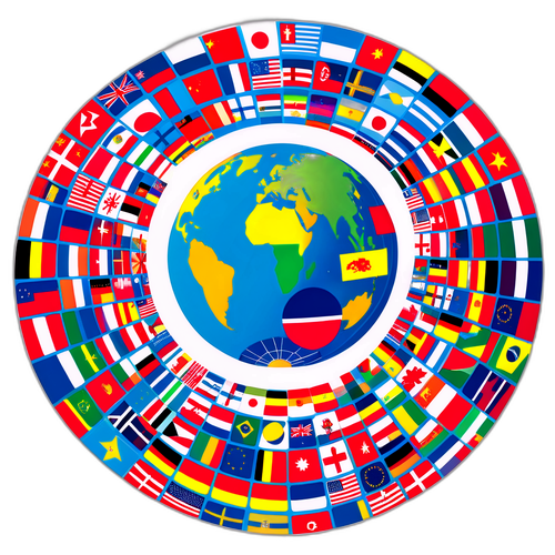 全球合作与理解的国旗地球图案
