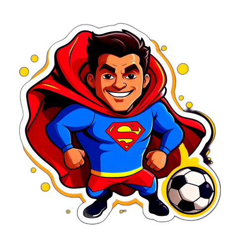 Stiker Kartun Pemain Sepak Bola Superhero