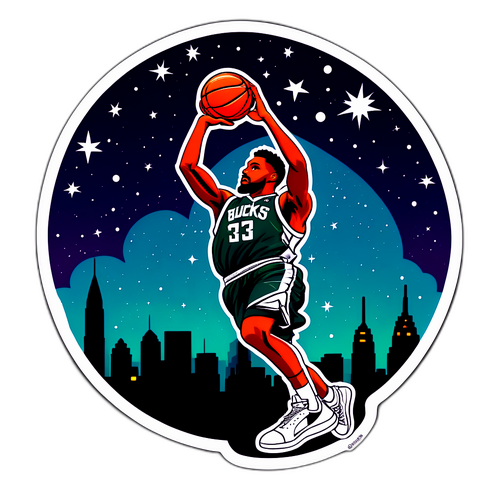 Stencil Pemain Basket di Malam Hari