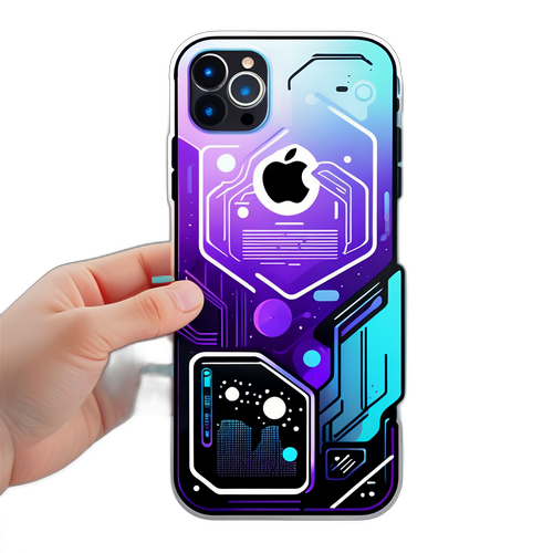 Sticker van de iPhone 15 met futuristische elementen