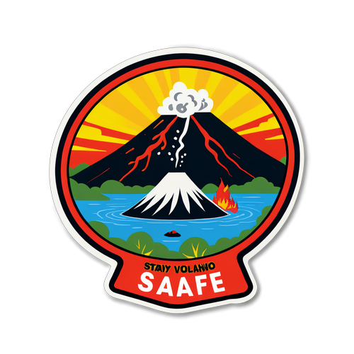 Sticker ng Taal Volcano na may Tumutulong na Graphic at Mga Babala