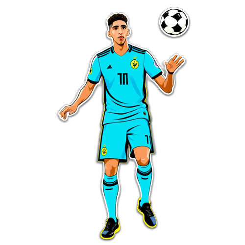 Stylisierte Sticker von Achraf Hakimi beim Jonglieren mit einem Ball