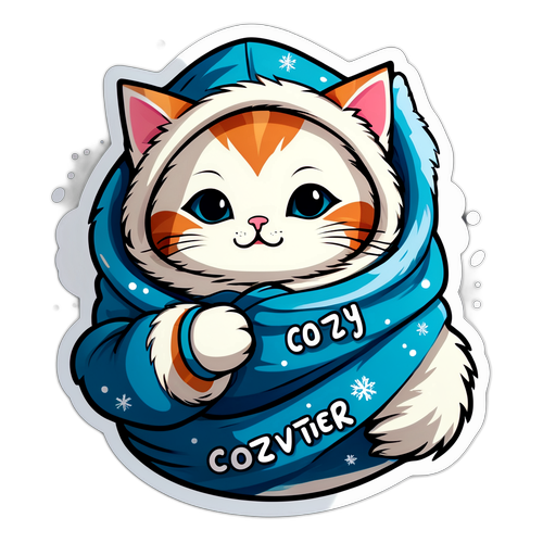 温馨冬日的小猫贴纸