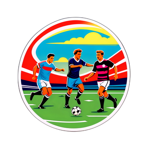 Sticker nostalgico di una partita di calcio
