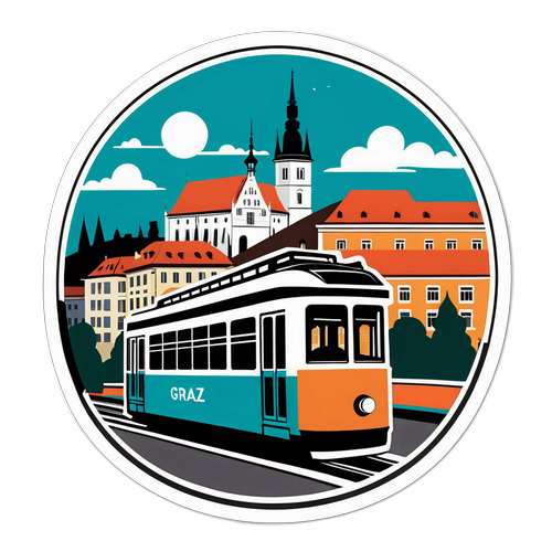 Stylisierte Straßenbahn in Graz
