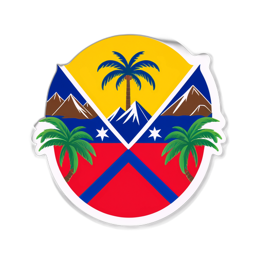 Stiker Bendera Haiti dengan Simbol Ketahanan