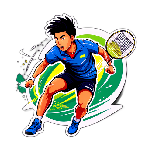 Stiker Aaron Chia Dalam Aksi Badminton
