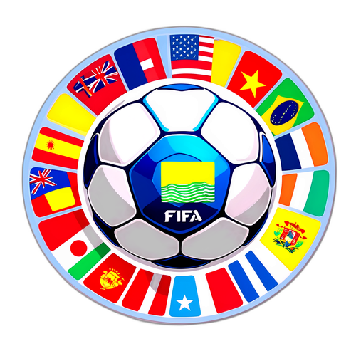 Artystyczne logo FIFA z piłką nożną i kolorami flag narodowych