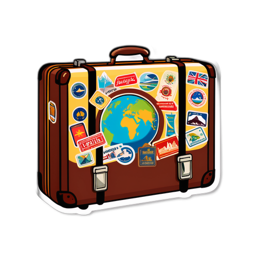 Stiker Gaya Retro dengan Beg Perjalanan
