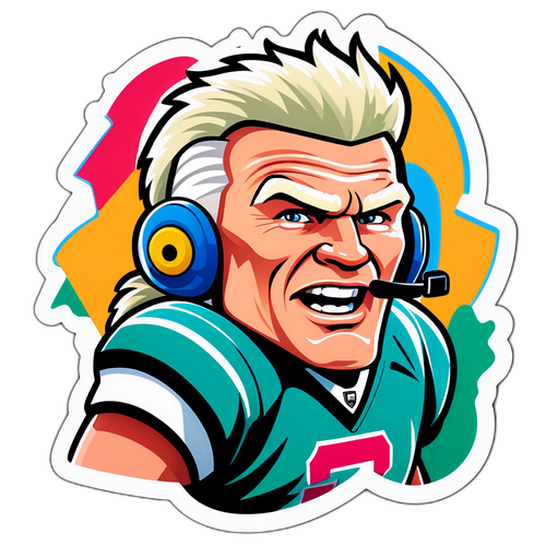 Cartoonish Brian Bosworth Football Sticker