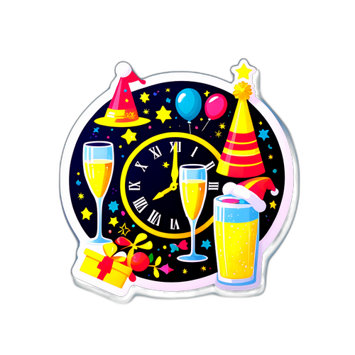 Masiglang Sticker para sa Pagsalubong ng Bagong Taon