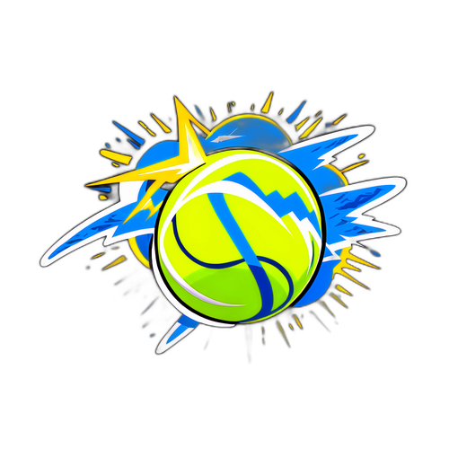 Ein dynamischer Tennisball mit Blitzmustern und der Aufschrift 'Diallo Rocks'