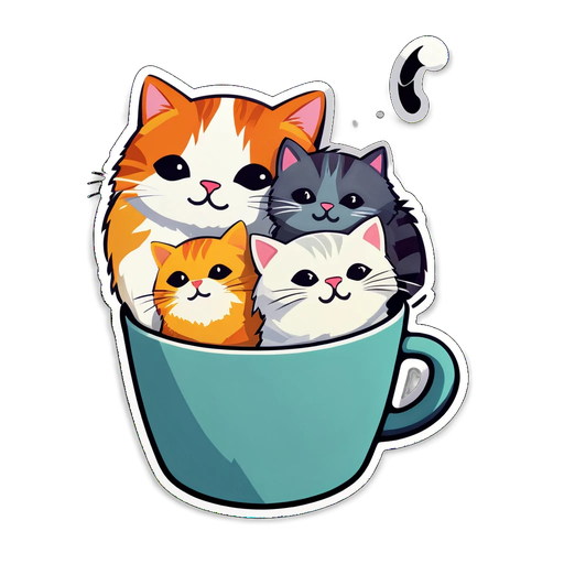 Unlock Joy: The Adorable 'Cup of Cats' Sticker That Will Melt Your Heart!