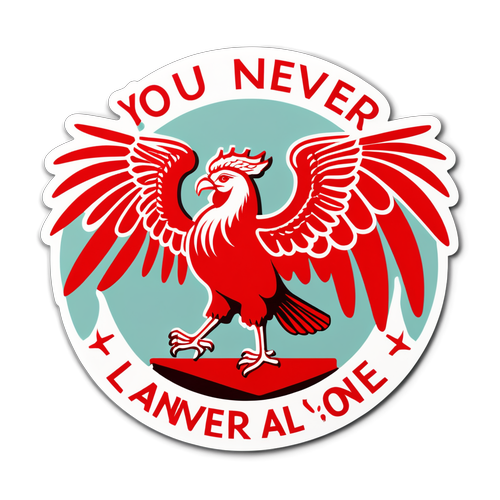 Reka Bentuk Minimalis Liver Bird dengan Teks 'You'll Never Walk Alone'