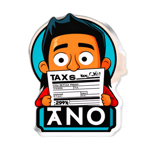 Ironisches Sticker über Steuererklärung