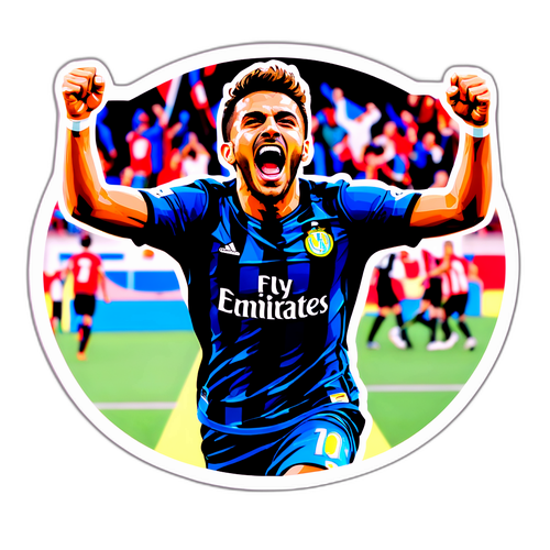 Adesivo do Jogador Aníbal Moreno Celebrando um Gol