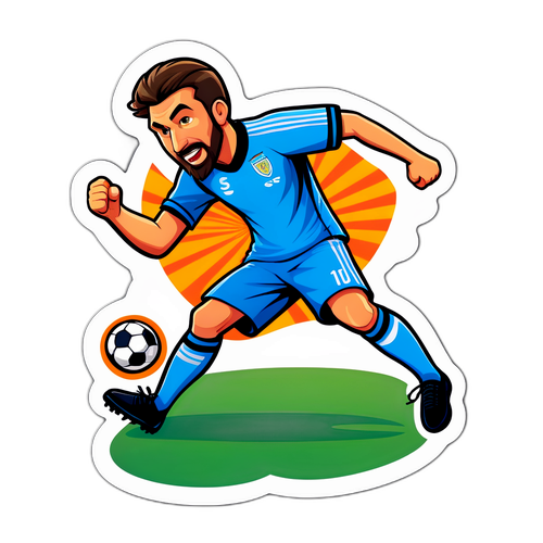 Sticker de un cartoon de Delap realizando una truc de fútbol