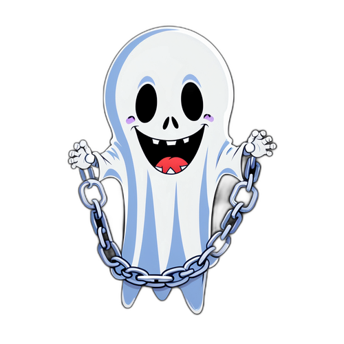 Stiker Hantu Lucu Melarikan Diri