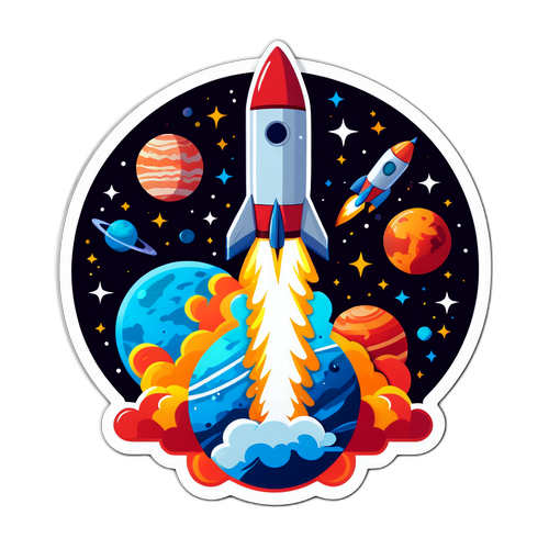 Pegatina de Cohete Espacial