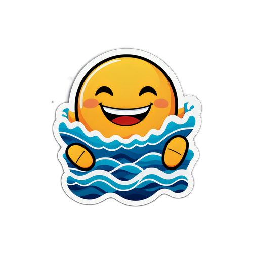 Sticker cu Teo pe fundal de valuri