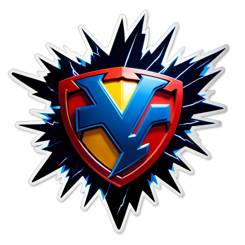 Logo 3D de la Justice League entouré d'éclairs